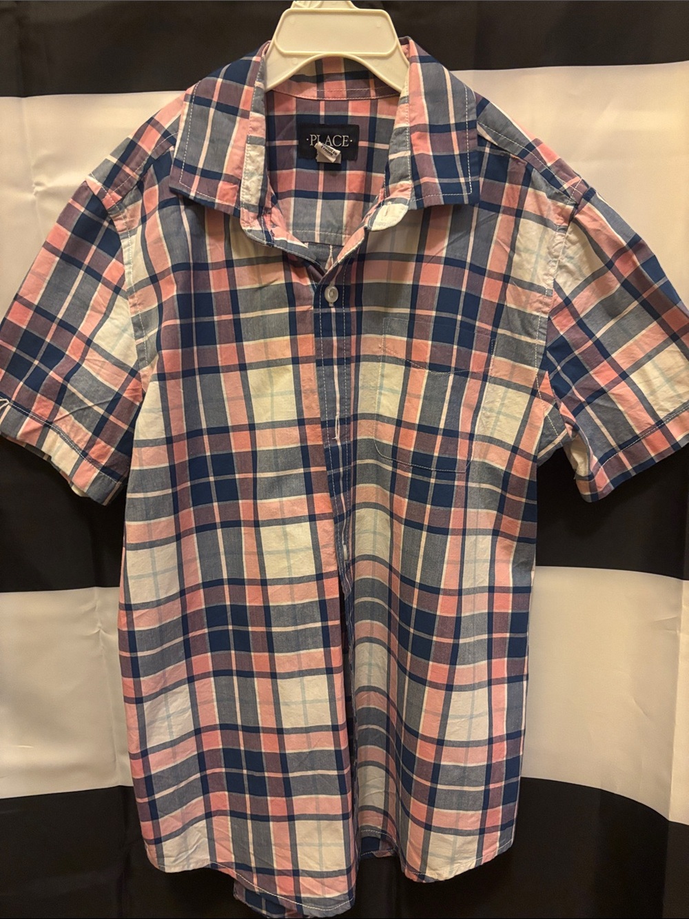 Place Pink, Blue & White Plaid Short-Sleeve Button-Down Shirt
